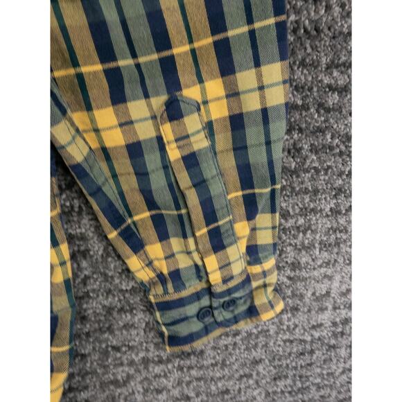 LL Bean Shirt Mens LT Blue Yellow Plaid Flannel Cotton Casual Outdoor Cabincore - Picture 10 of 10